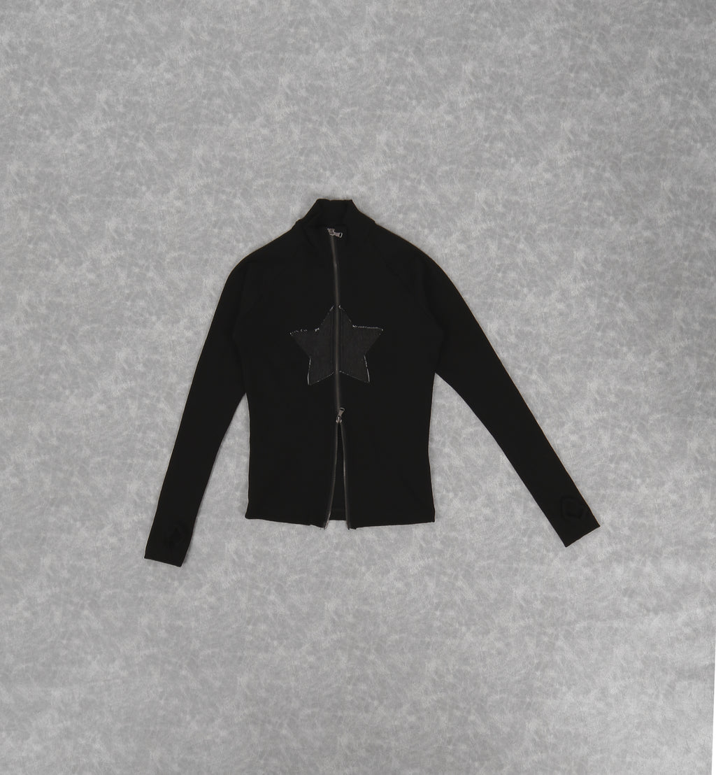 DOUBLE SIDED ZIPPER TOP IN BLACK