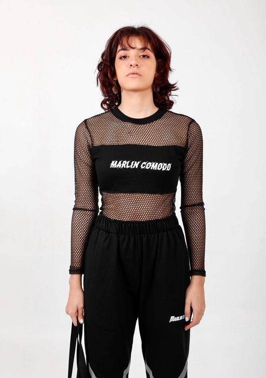 CONTRAST MESH T-SHIRT