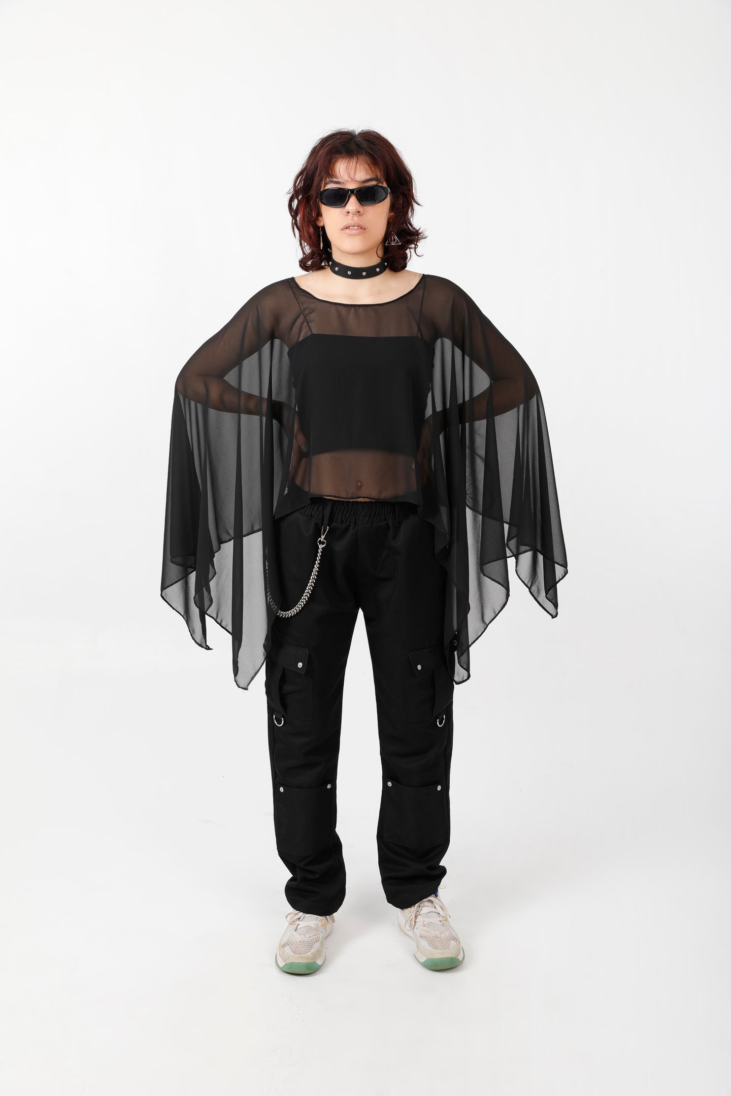 Black tulle cape