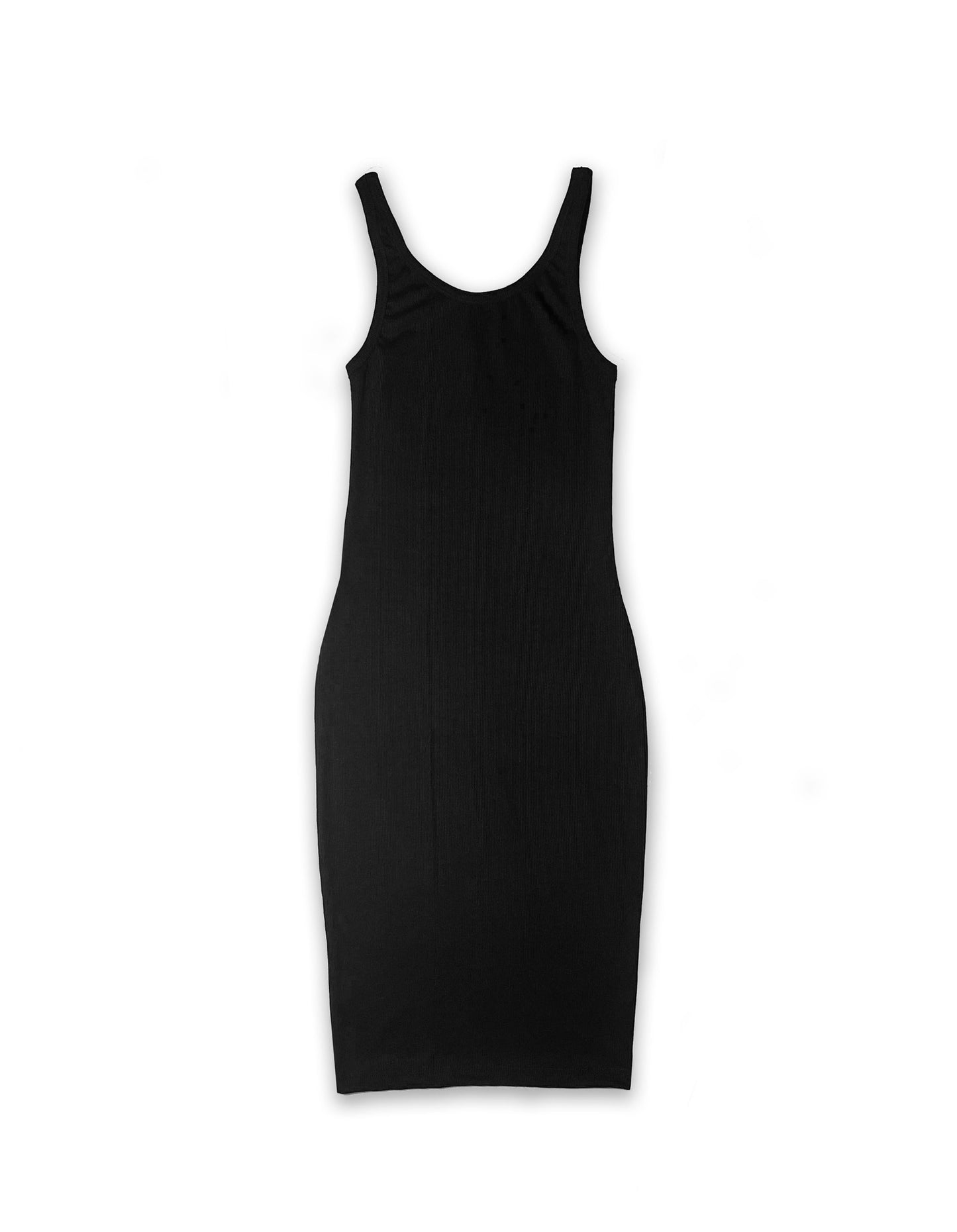 Ribbed midi dress with straps