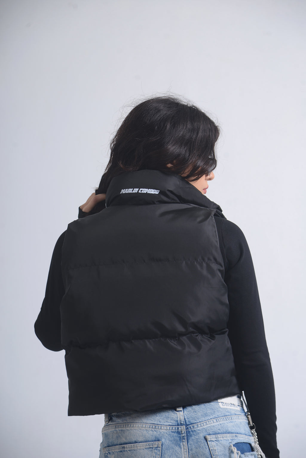 Black Cropped Puffer gilet