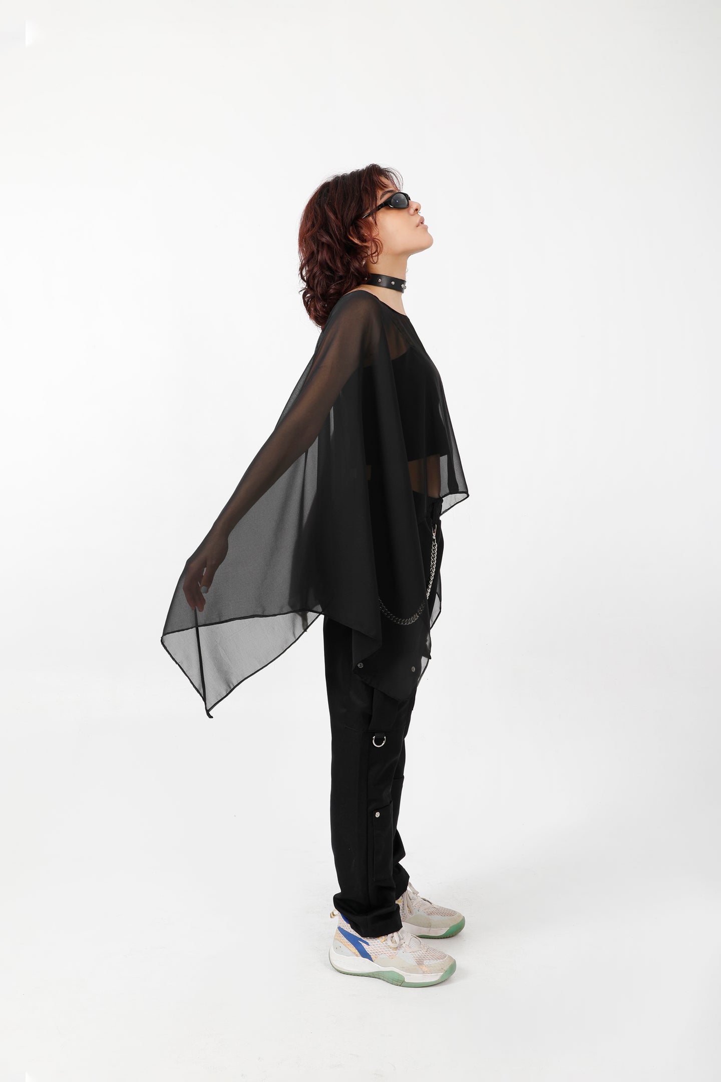 Black tulle cape