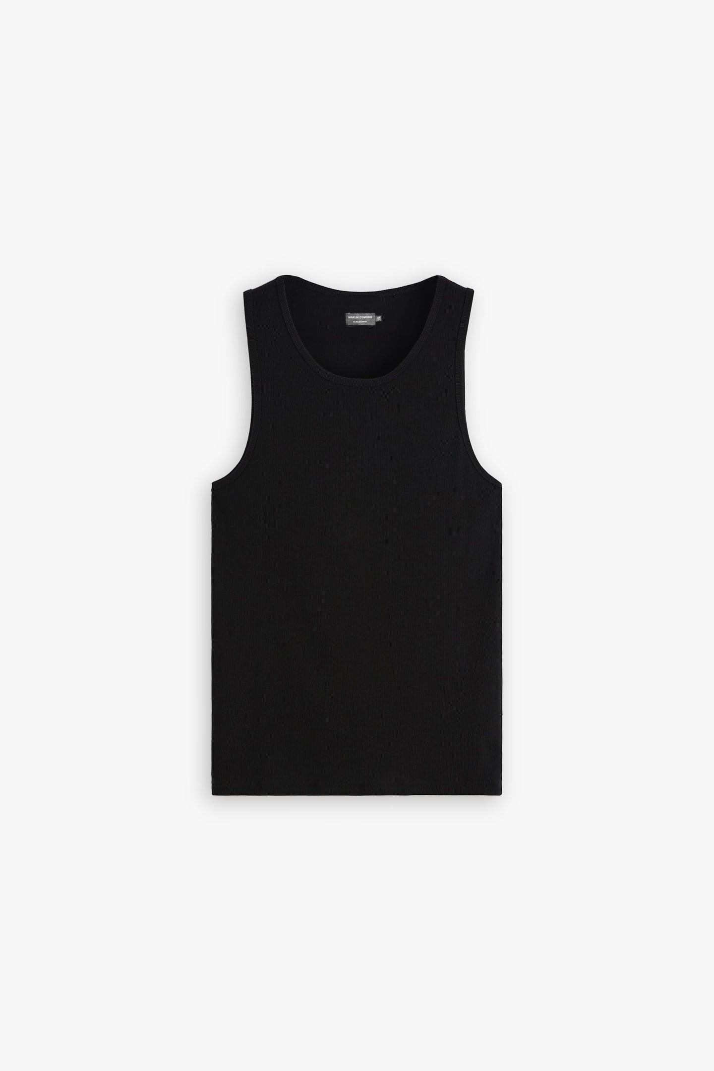 Black RIBBED TANK TOP