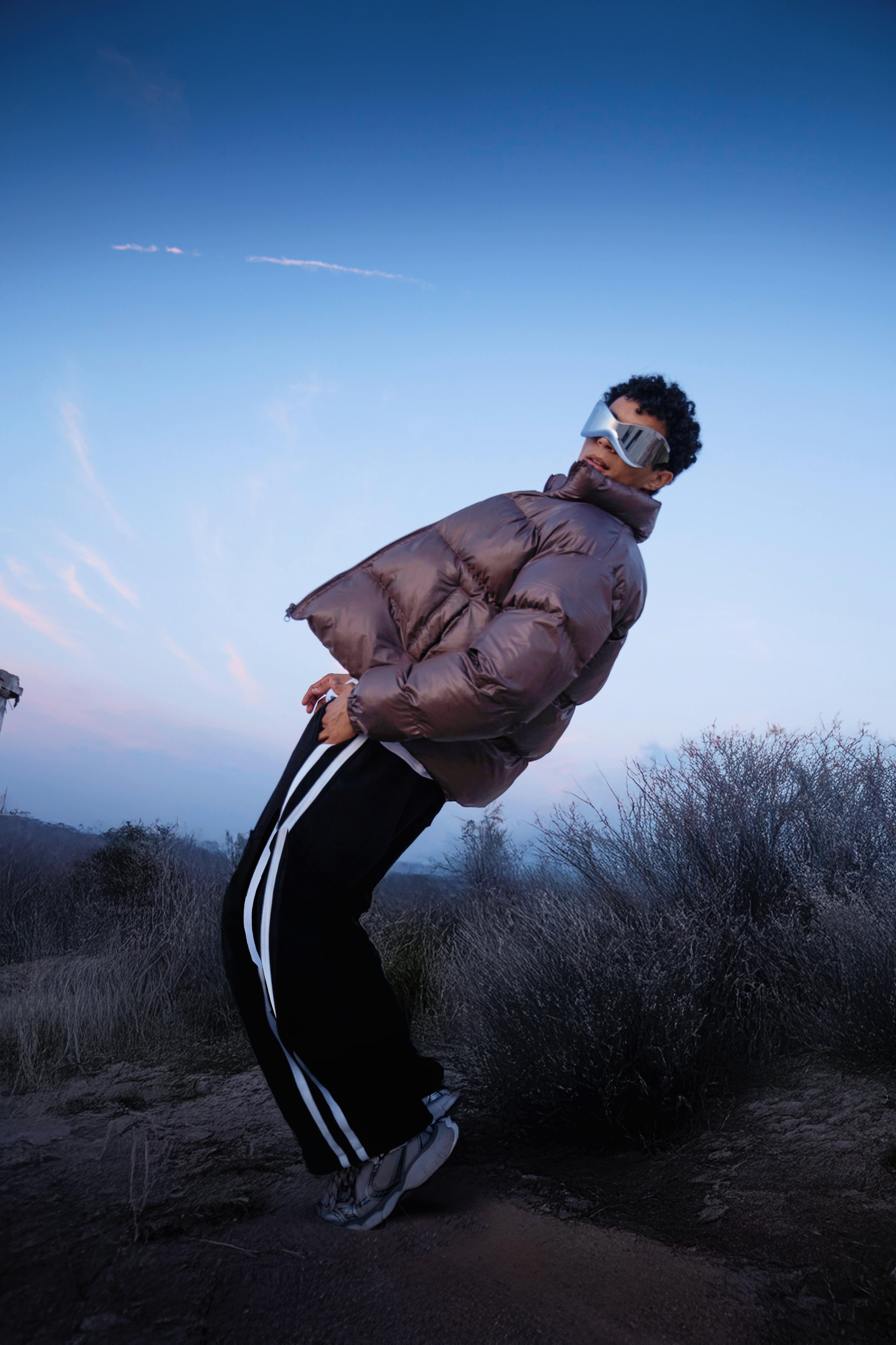 Chocolate brown leather effect puffer jacket