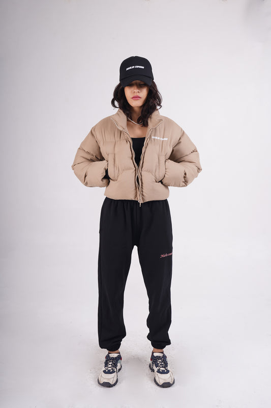 Cropped biege puffer jacket