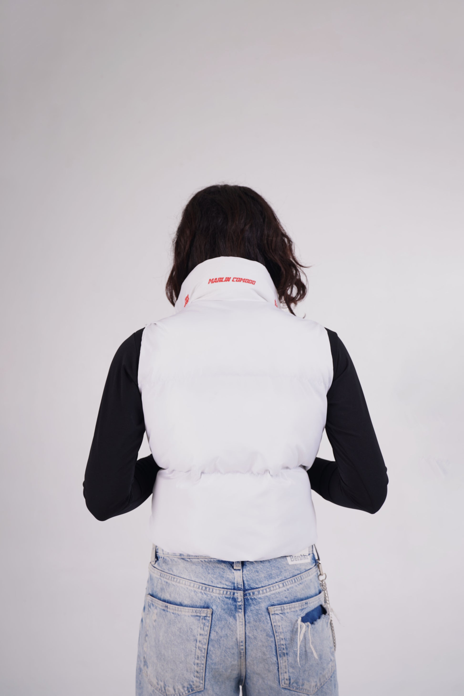Cropped Puffer white gilet