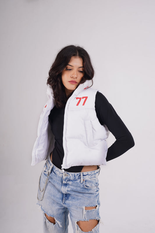 Cropped Puffer white gilet