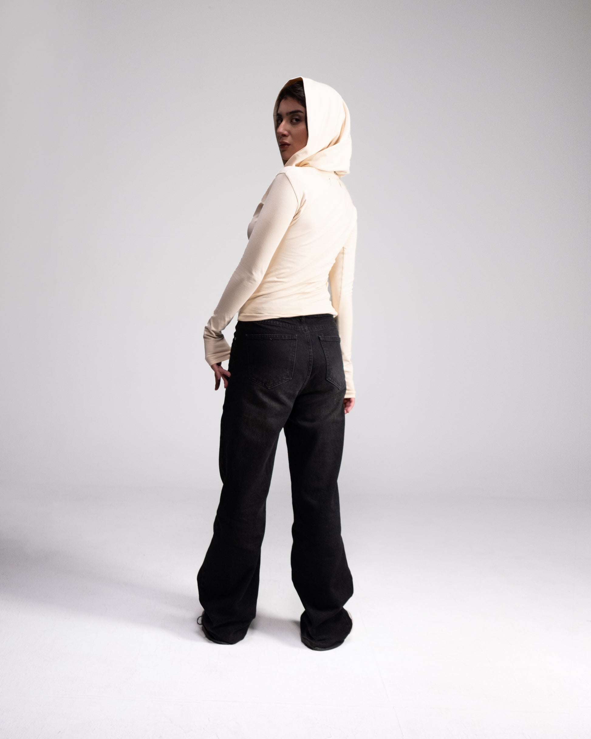 Hooded top in beige