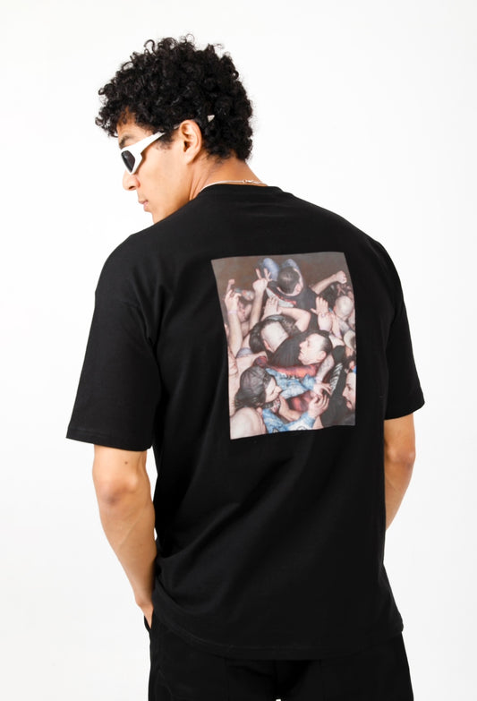 Black printed T-shirt