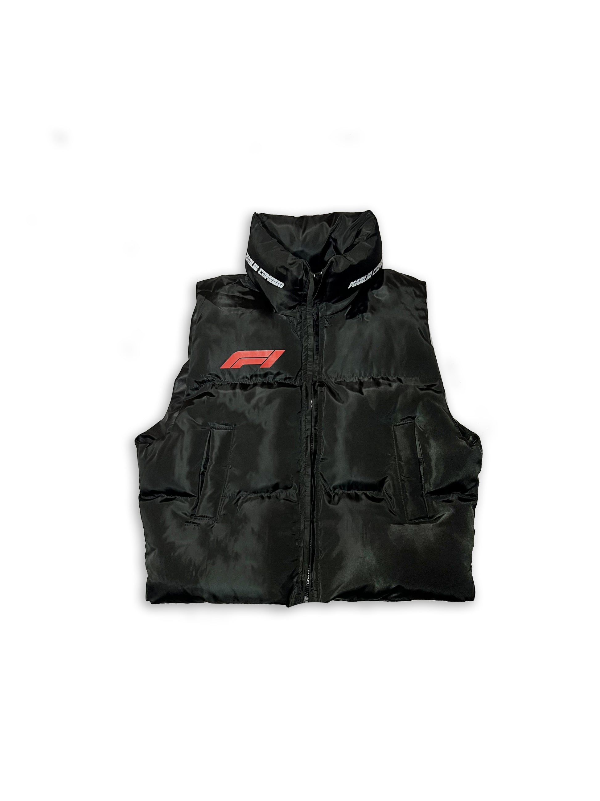 Black Cropped Puffer gilet